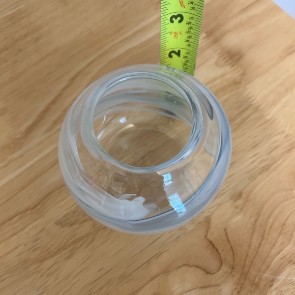 Blown glass swirl Blue/white ice cute 3” vase glass art deco decor - Picture 6 of 8